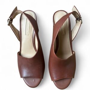 ANTONIO MELANI Brown Leather Slingback Heels